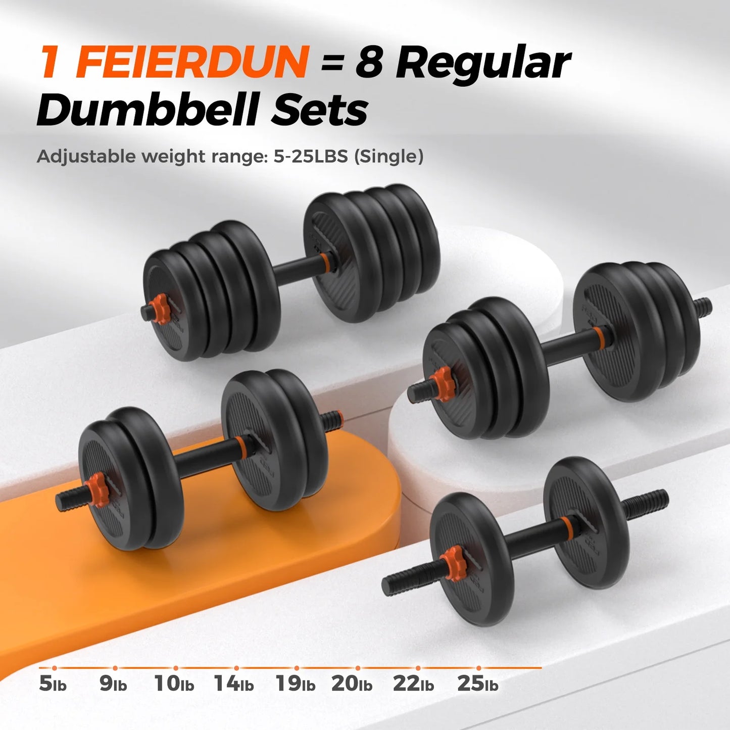 Adjustable Dumbbell Set,50Lb Free Weight Set with Connector Bar,5 in 1 Workout Gear with Dumbbell,Kettlebell,Barbell,Push up Handle,Weight Plate,For Home Gym Fitness Exercise