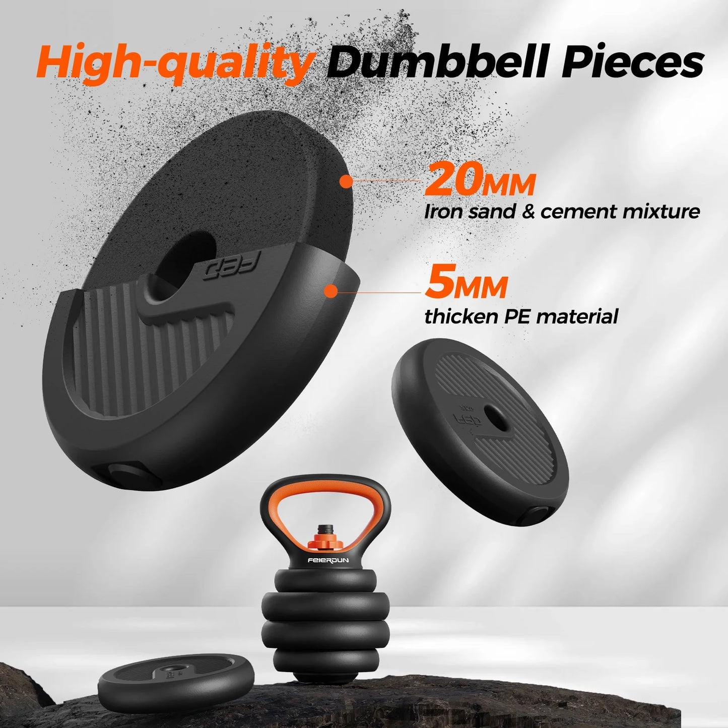 Adjustable Dumbbell Set,50Lb Free Weight Set with Connector Bar,5 in 1 Workout Gear with Dumbbell,Kettlebell,Barbell,Push up Handle,Weight Plate,For Home Gym Fitness Exercise